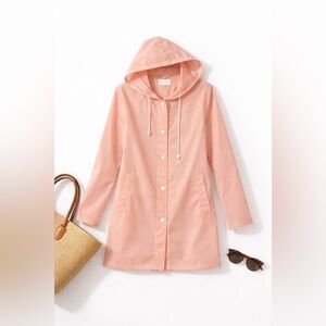 MOTHER Pink Raincoat Women’s Size Small ok M Hooded Snap Front Waterproof Jacket